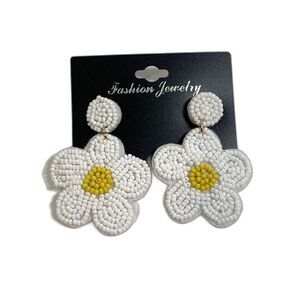 Zituly Beaded Flower Daisy Post Drop Dangle Earrings